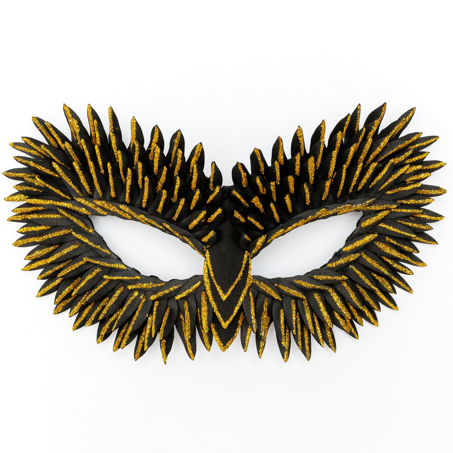 Masquerade Mask Owl: Black, Gold, Silver Feather Detail, Elegant Party Costume