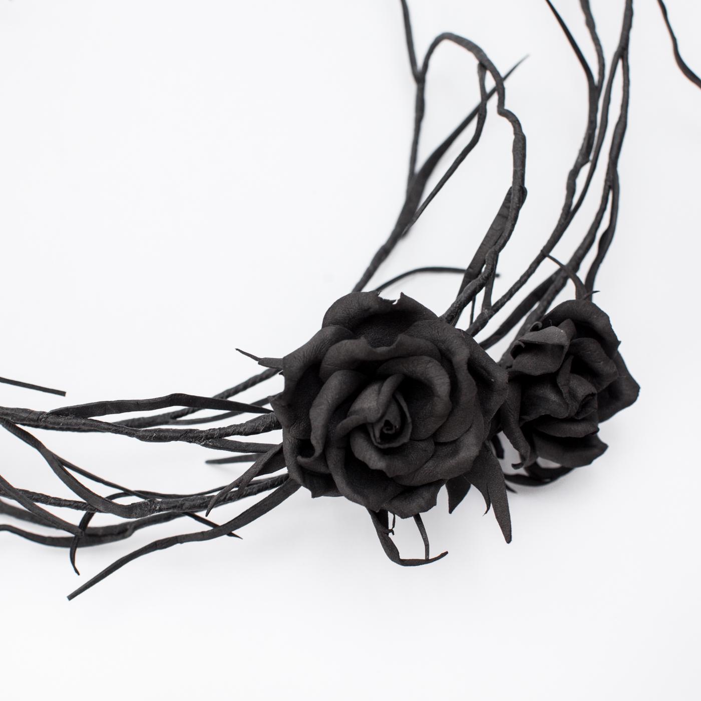 Black Rose Halloween Headband: Gothic Headpiece, Choker, Belt