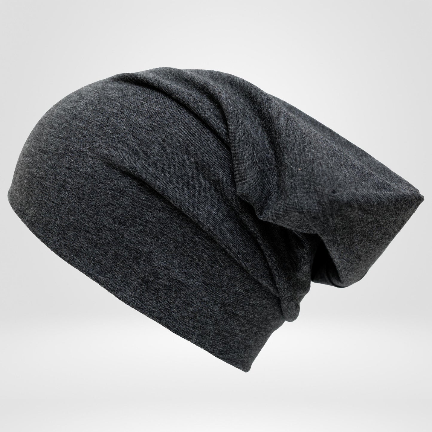 Gray Cotton Slouchy Beanie: 2-Layer Cancer Cap.