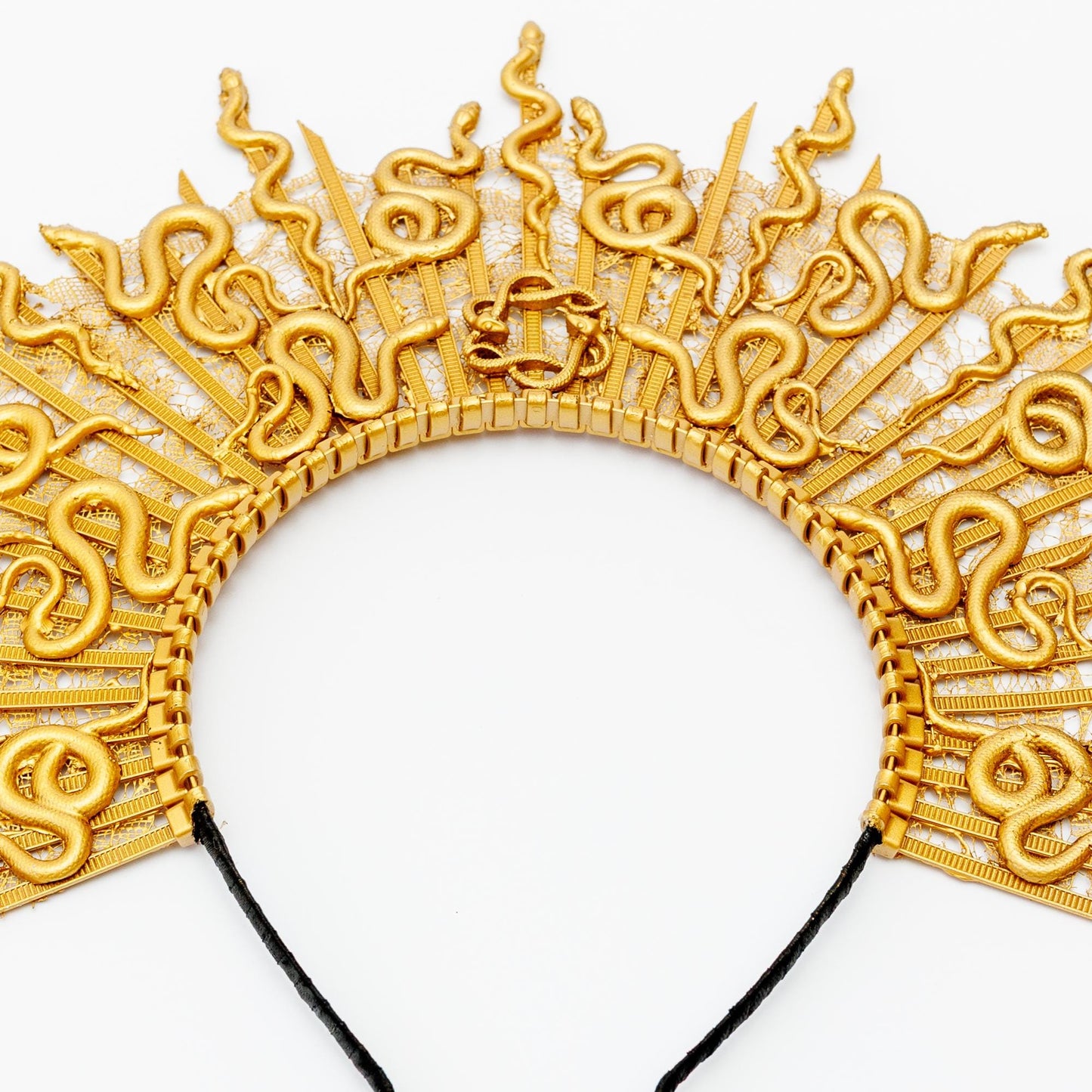 Gold Medusa Crown Headpiece: Celestial Goddess Costume Tiara