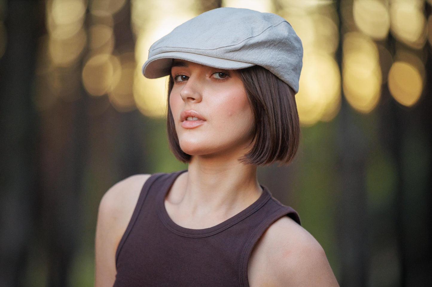 Linen Cotton Newsboy Cap - Vintage Unisex Ivy Hat