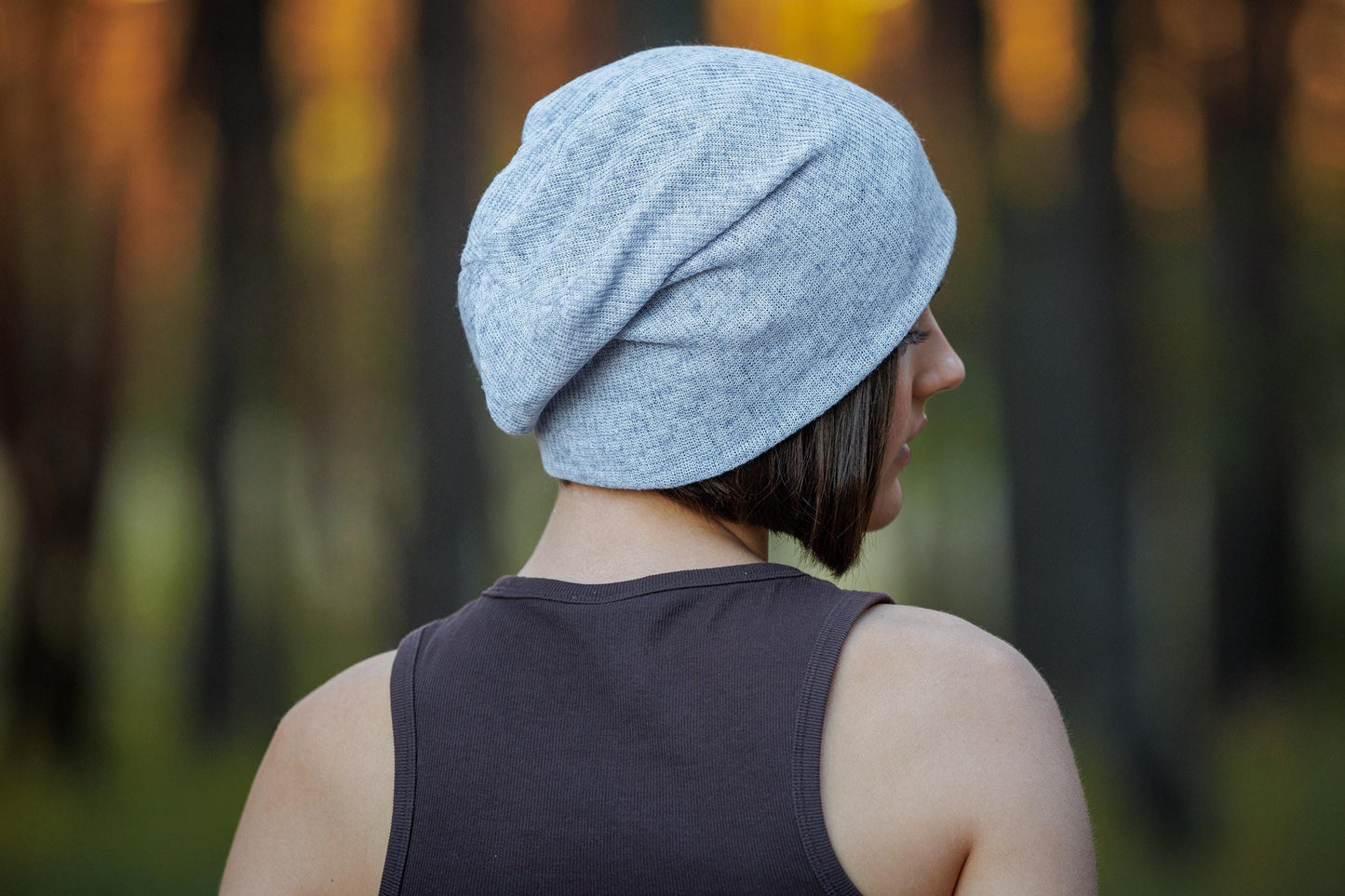 Oversized Thin Cotton Slouchy Beanie: Lightweight, Breathable Knit Cap (L-XXL)