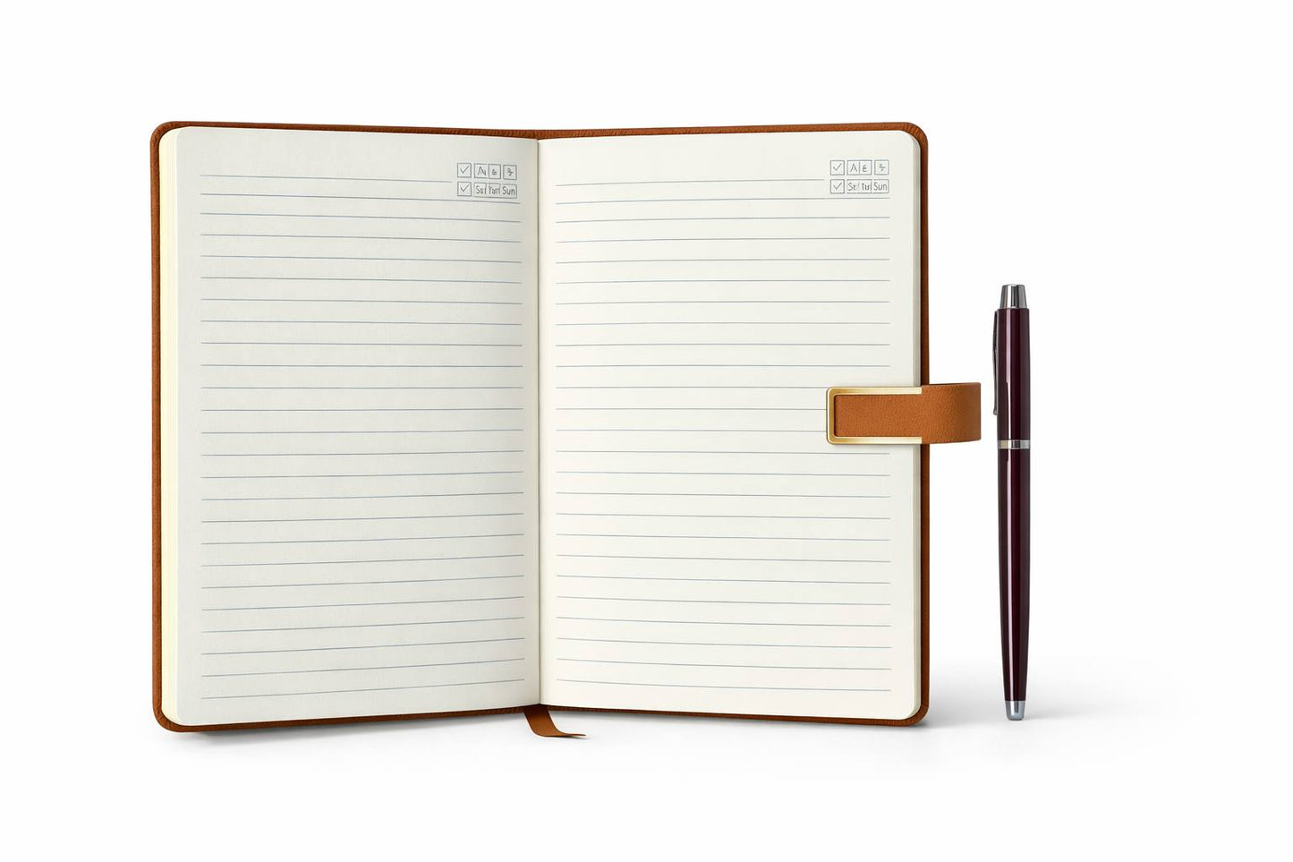 A5 Faux Leather Journal with Pen Holder – Minimal Planner Notebook, Gift Idea