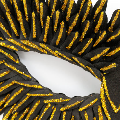 Masquerade Mask Owl: Black, Gold, Silver Feather Detail, Elegant Party Costume