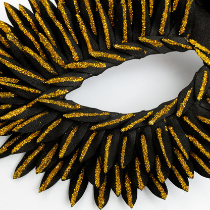 Masquerade Mask Owl: Black, Gold, Silver Feather Detail, Elegant Party Costume