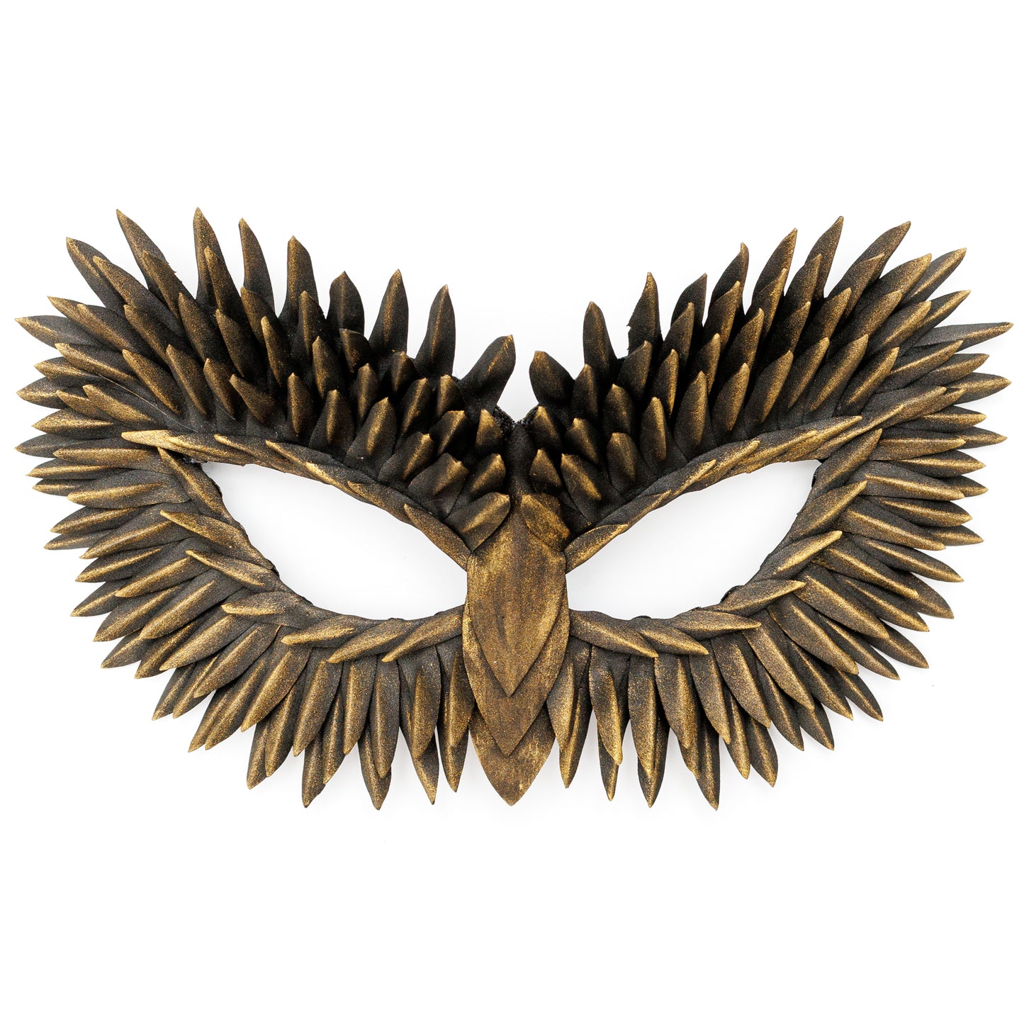 Masquerade Mask Owl: Black, Gold, Silver Feather Detail, Elegant Party Costume