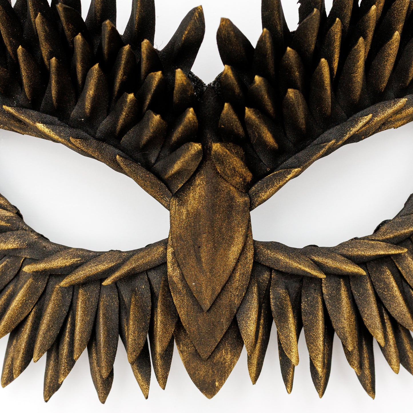 Masquerade Mask Owl: Black, Gold, Silver Feather Detail, Elegant Party Costume