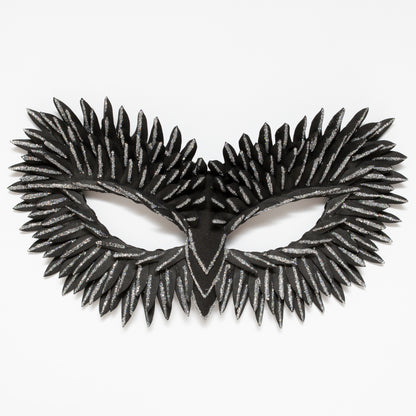 Masquerade Mask Owl: Black, Gold, Silver Feather Detail, Elegant Party Costume