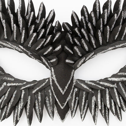 Masquerade Mask Owl: Black, Gold, Silver Feather Detail, Elegant Party Costume