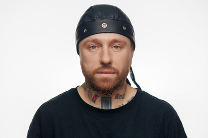 Bandana Vegan Leather Biker Beanie – Unisex Rocker Style