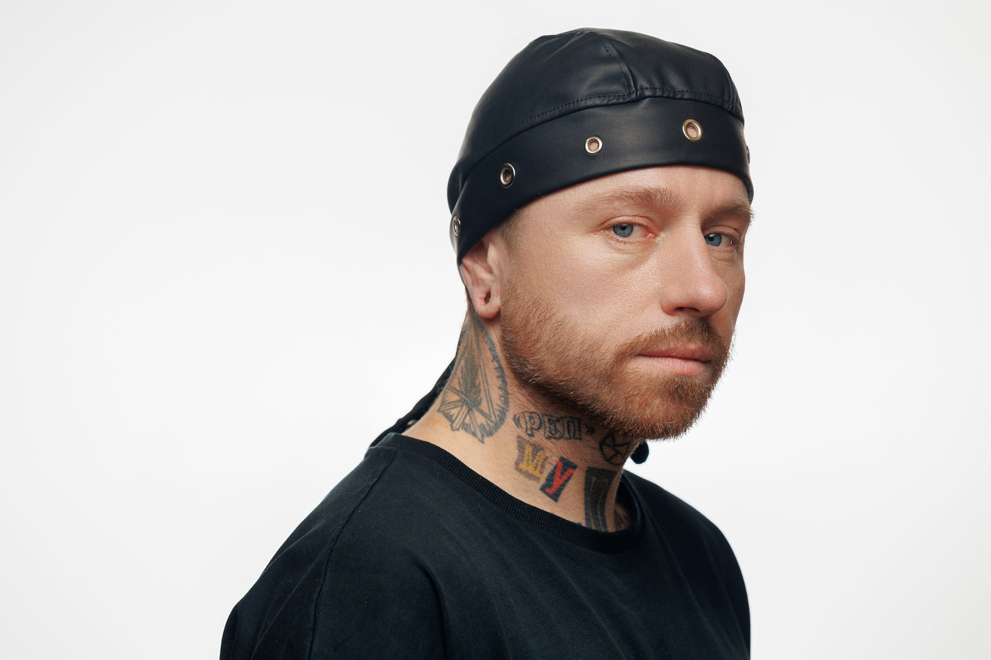 Bandana Vegan Leather Biker Beanie – Unisex Rocker Style