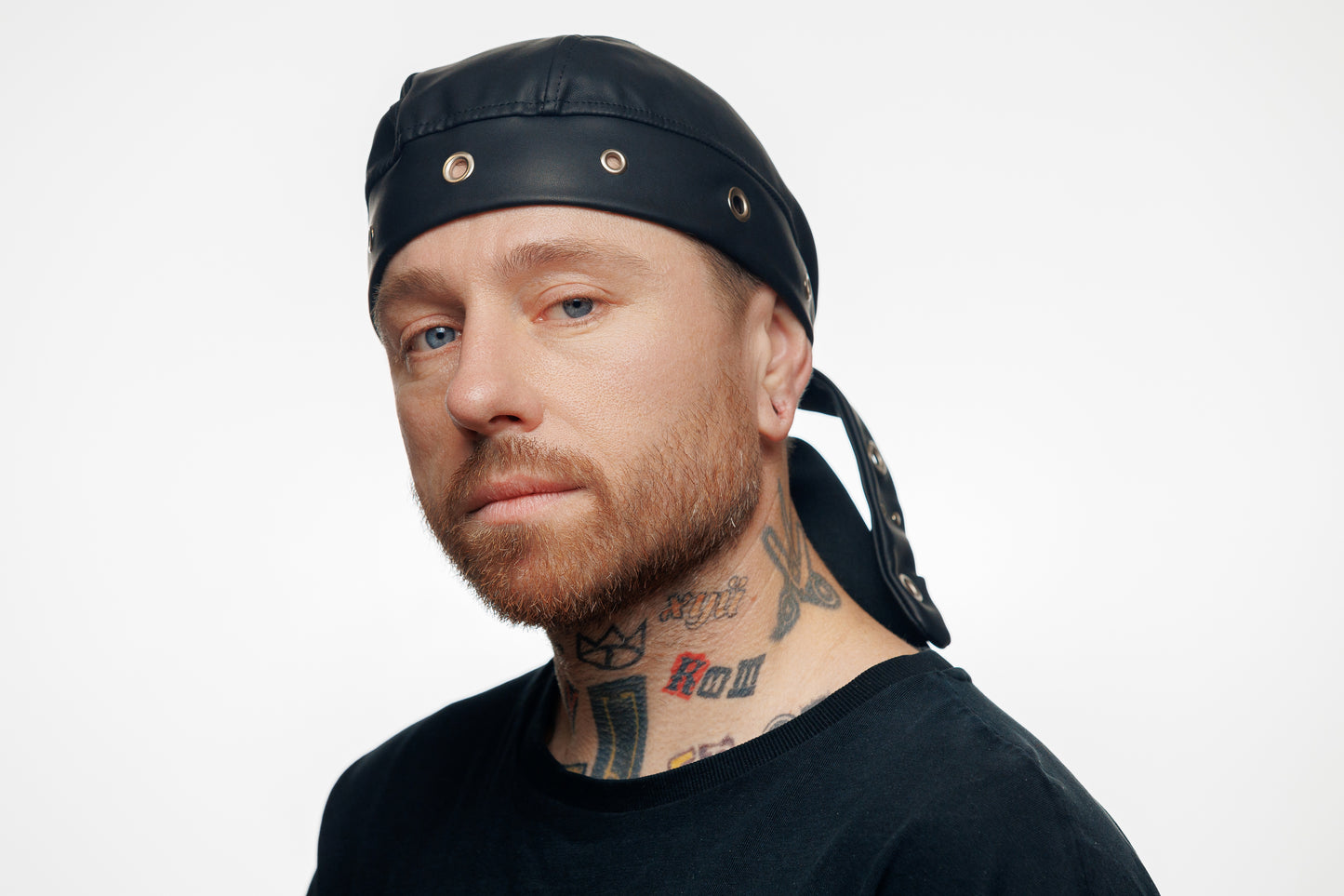 Bandana Vegan Leather Biker Beanie – Unisex Rocker Style