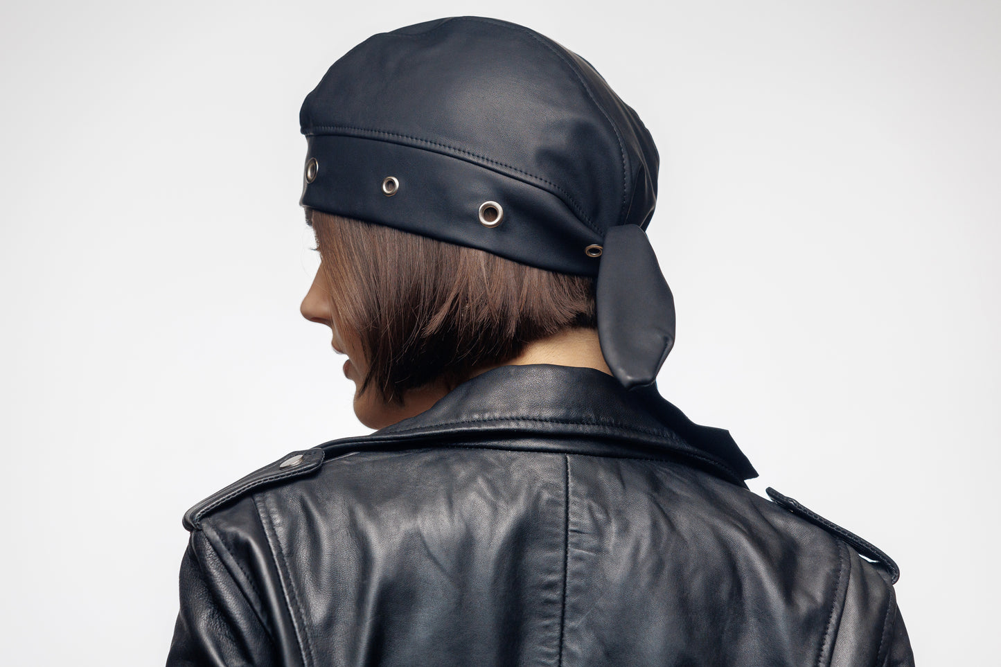 Bandana Vegan Leather Biker Beanie – Unisex Rocker Style
