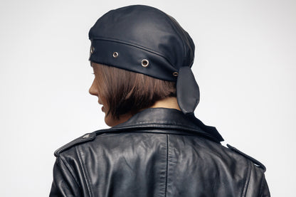 Bandana Vegan Leather Biker Beanie – Unisex Rocker Style
