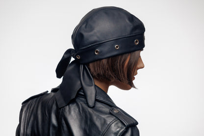 Bandana Vegan Leather Biker Beanie – Unisex Rocker Style