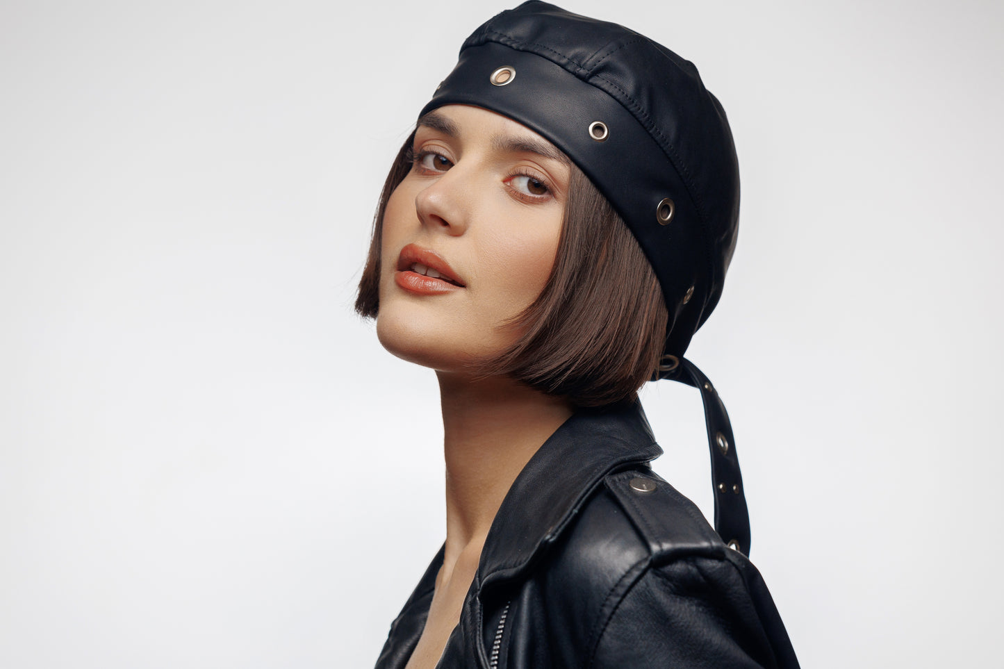 Bandana Vegan Leather Biker Beanie – Unisex Rocker Style