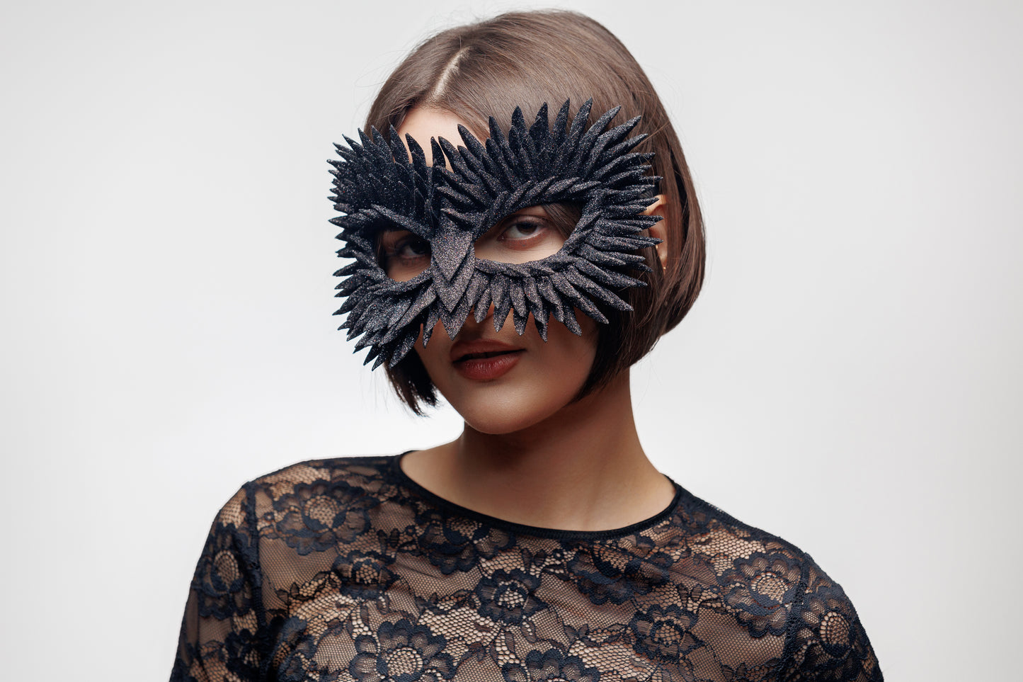 Masquerade Mask Owl: Black, Gold, Silver Feather Detail, Elegant Party Costume