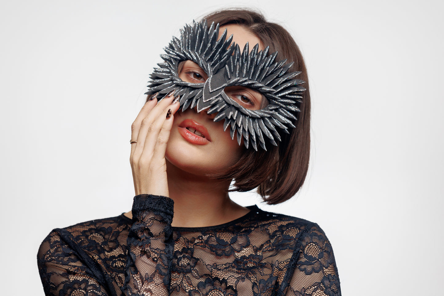 Masquerade Mask Owl: Black, Gold, Silver Feather Detail, Elegant Party Costume