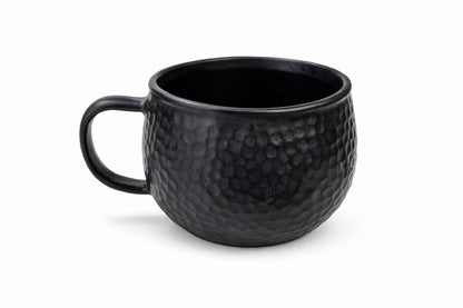 Handmade black ceramic coffee mug with textured artisan finish, modern stoneware cup for gifting and everyday use by Ledera USA