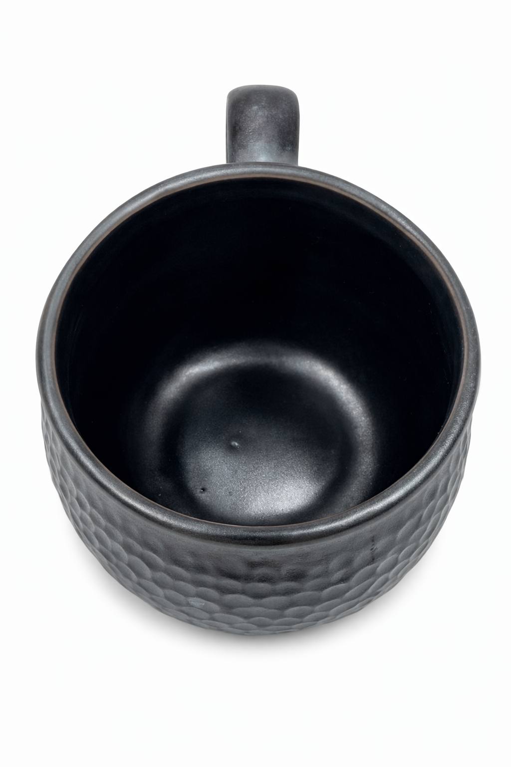 Handmade black ceramic coffee mug with textured artisan finish, modern stoneware cup for gifting and everyday use by Ledera USA