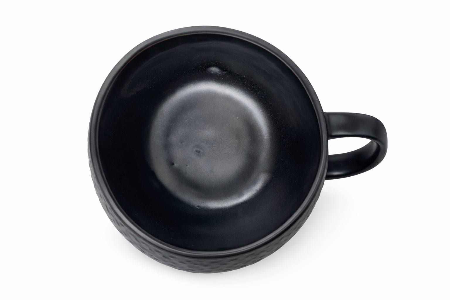 Handmade black ceramic coffee mug with textured artisan finish, modern stoneware cup for gifting and everyday use by Ledera USA