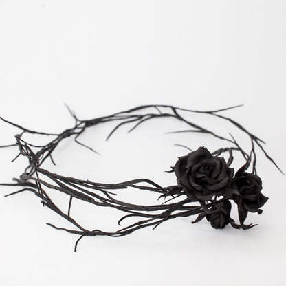 Black Rose Halloween Headband: Gothic Headpiece, Choker, Belt
