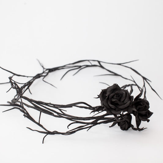 Black Rose Halloween Headband: Gothic Headpiece, Choker, Belt