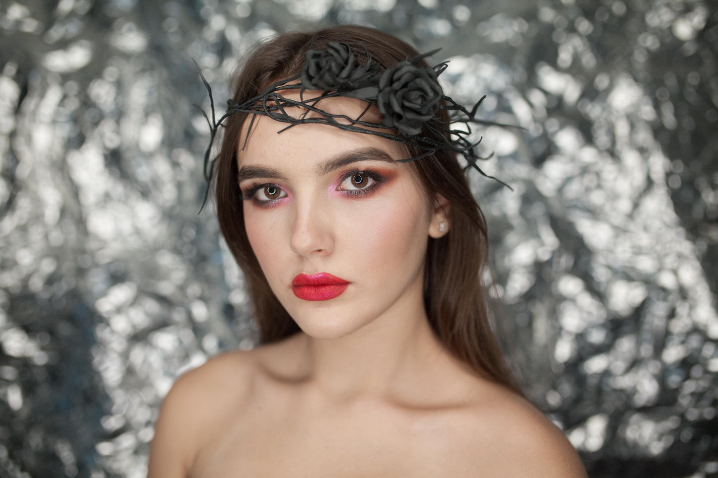 Black Rose Halloween Headband: Gothic Headpiece, Choker, Belt