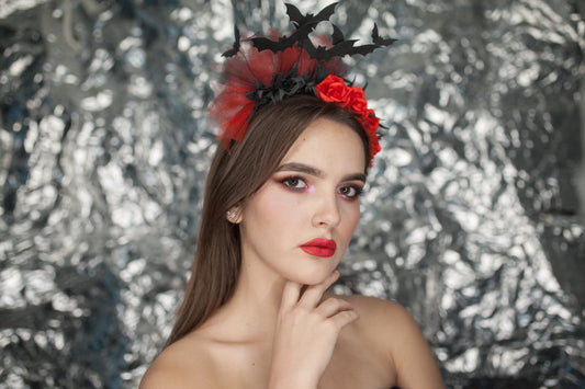 Bat witch crown. Gothic halloween headband. Dark fairy headpiece.