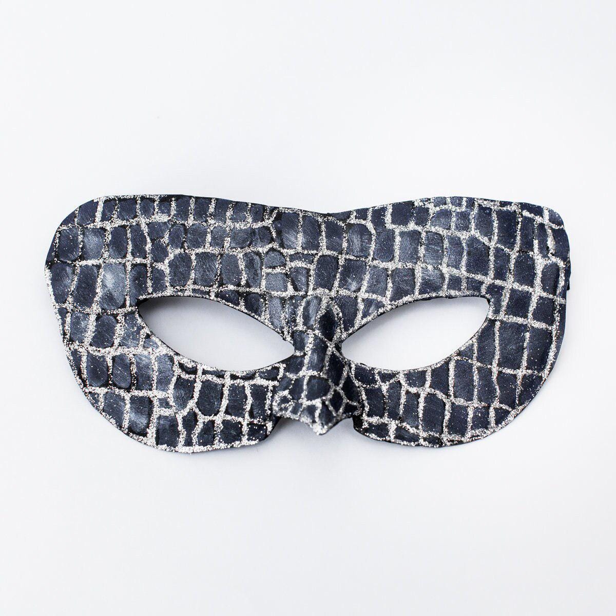 Blue masquerade mask and silver glitter for man or woman