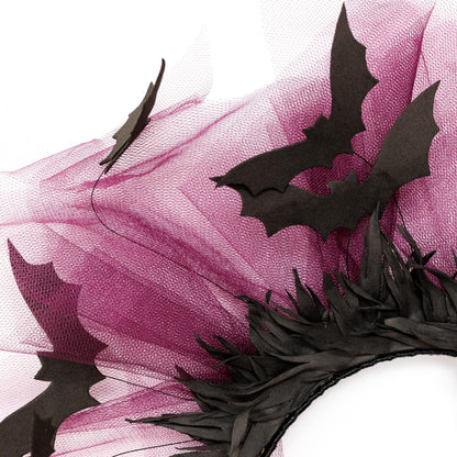 Purple bat and roses fascinator headband. Halloween crown. Gothic headpiece.