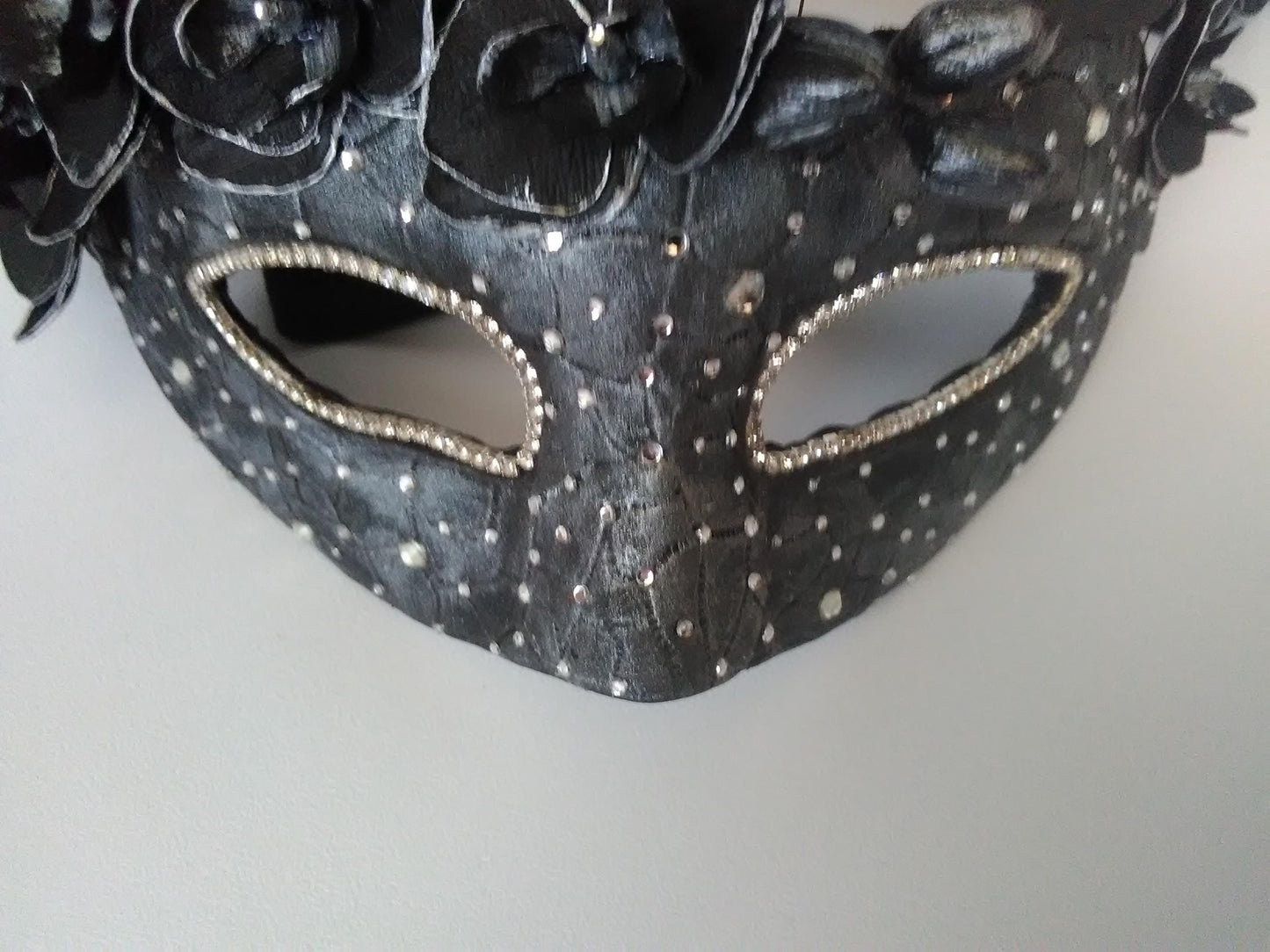 Black Bird Masquerade Mask: Gothic 3D Birds, Orchids & Rhinestones