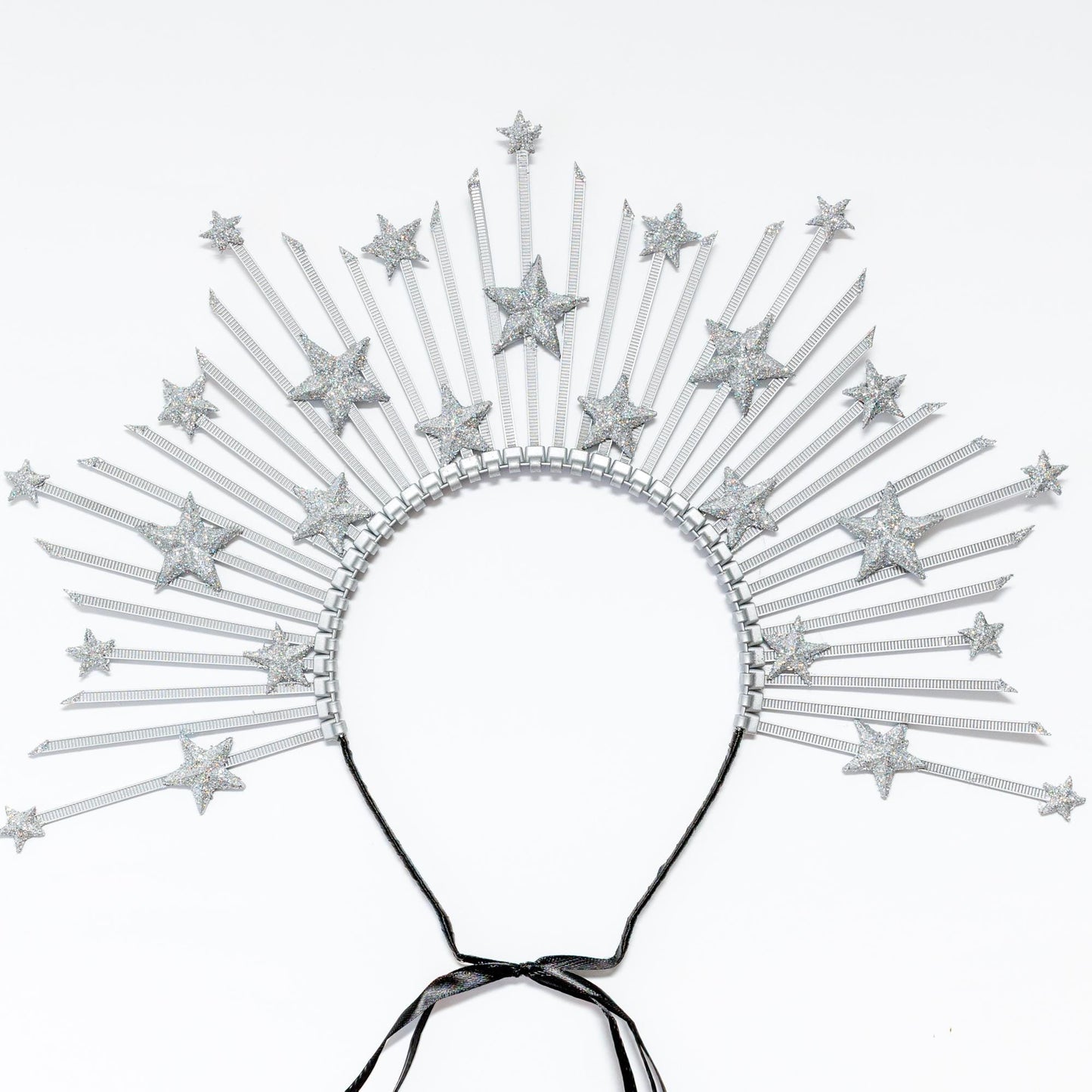 Silver Star Crown Headpiece: Glitter Halo Tiara, Celestial Cosplay