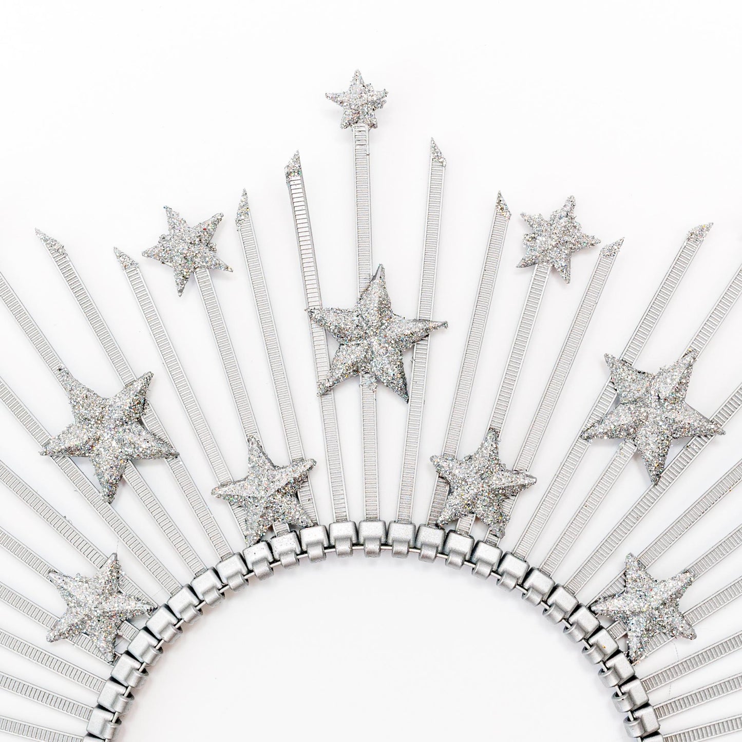 Silver Star Crown Headpiece: Glitter Halo Tiara, Celestial Cosplay
