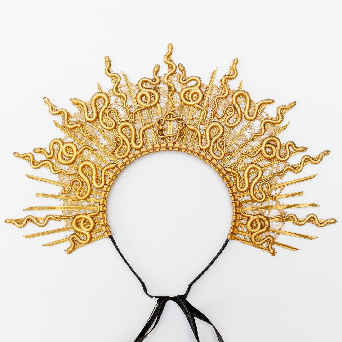 Gold Medusa Crown Headpiece: Celestial Goddess Costume Tiara