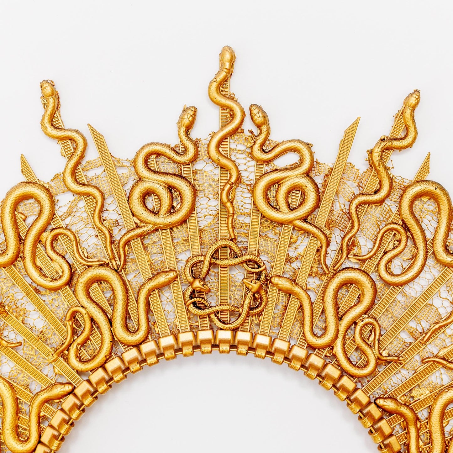 Gold Medusa Crown Headpiece: Celestial Goddess Costume Tiara