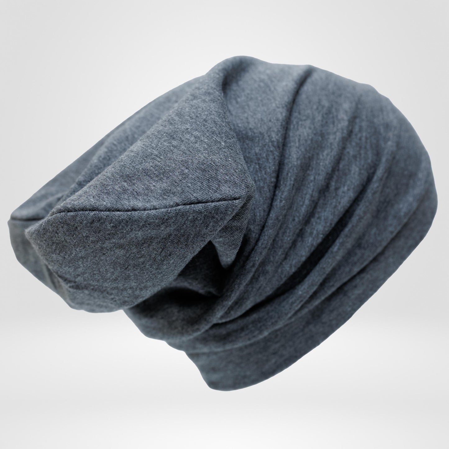 Slouchy Cotton Beanie Hat for woman and man: Grey Double Layer, S-M