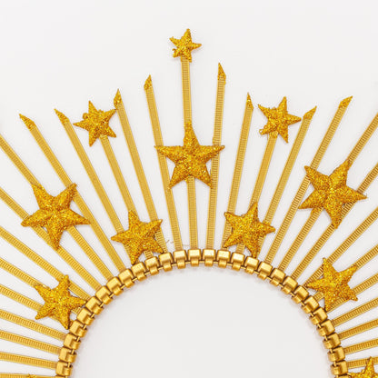 Gold Star Crown Headpiece: Glitter Halo Tiara, Goddess Costume