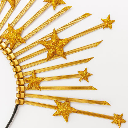 Gold Star Crown Headpiece: Glitter Halo Tiara, Goddess Costume