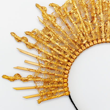 Gold Medusa Crown Headpiece: Celestial Goddess Costume Tiara