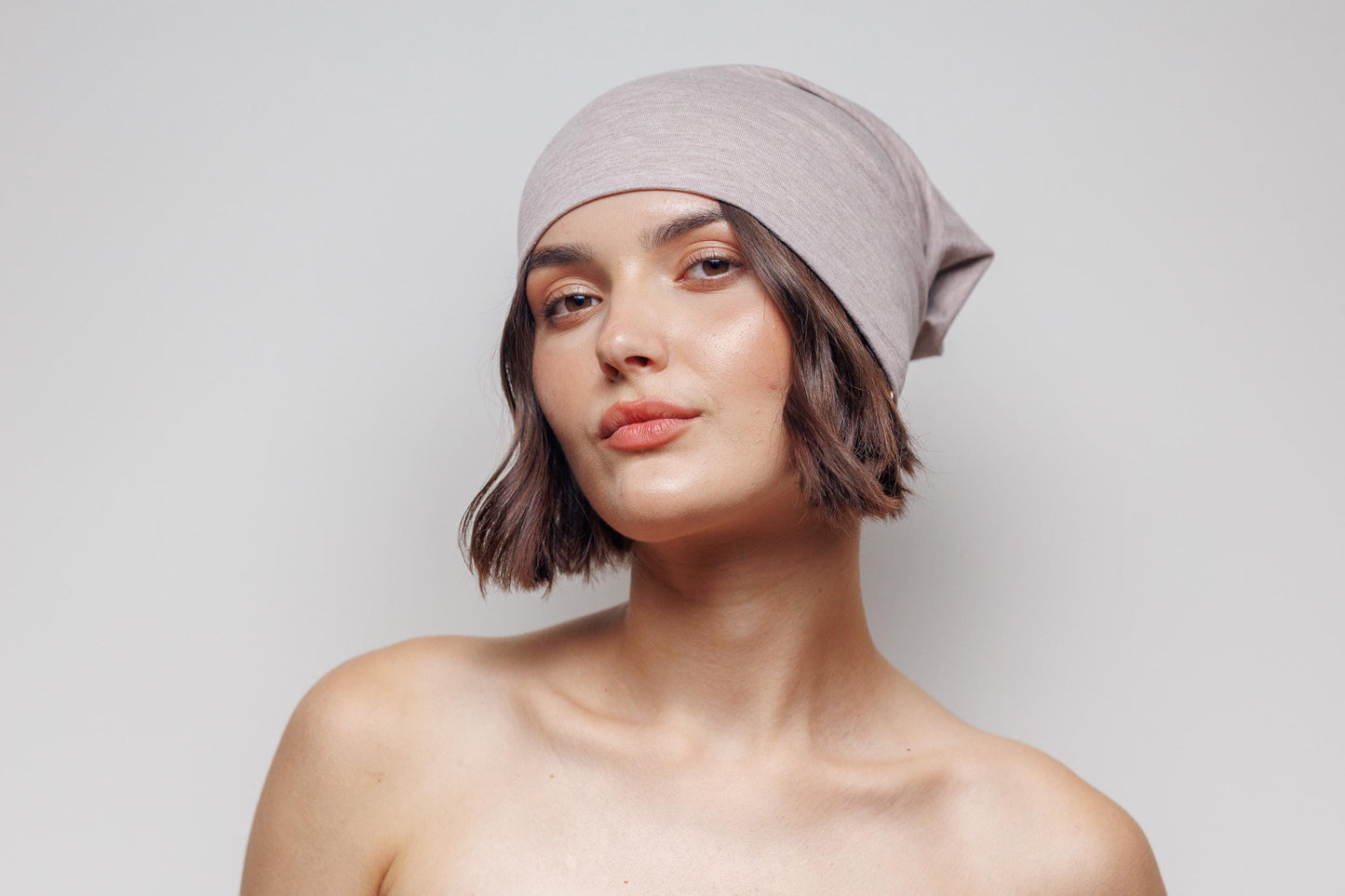 Cotton beanie hat. Alopecia cap. Slouchy beanie 2 layer. Size S-M.