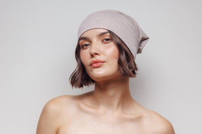 Cotton beanie hat. Alopecia cap. Slouchy beanie 2 layer. Size S-M.