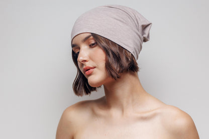 Cotton beanie hat. Alopecia cap. Slouchy beanie 2 layer. Size S-M.