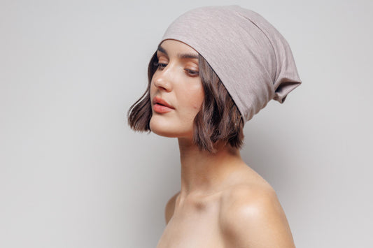 Cotton beanie hat. Alopecia cap. Slouchy beanie 2 layer. Size S-M.