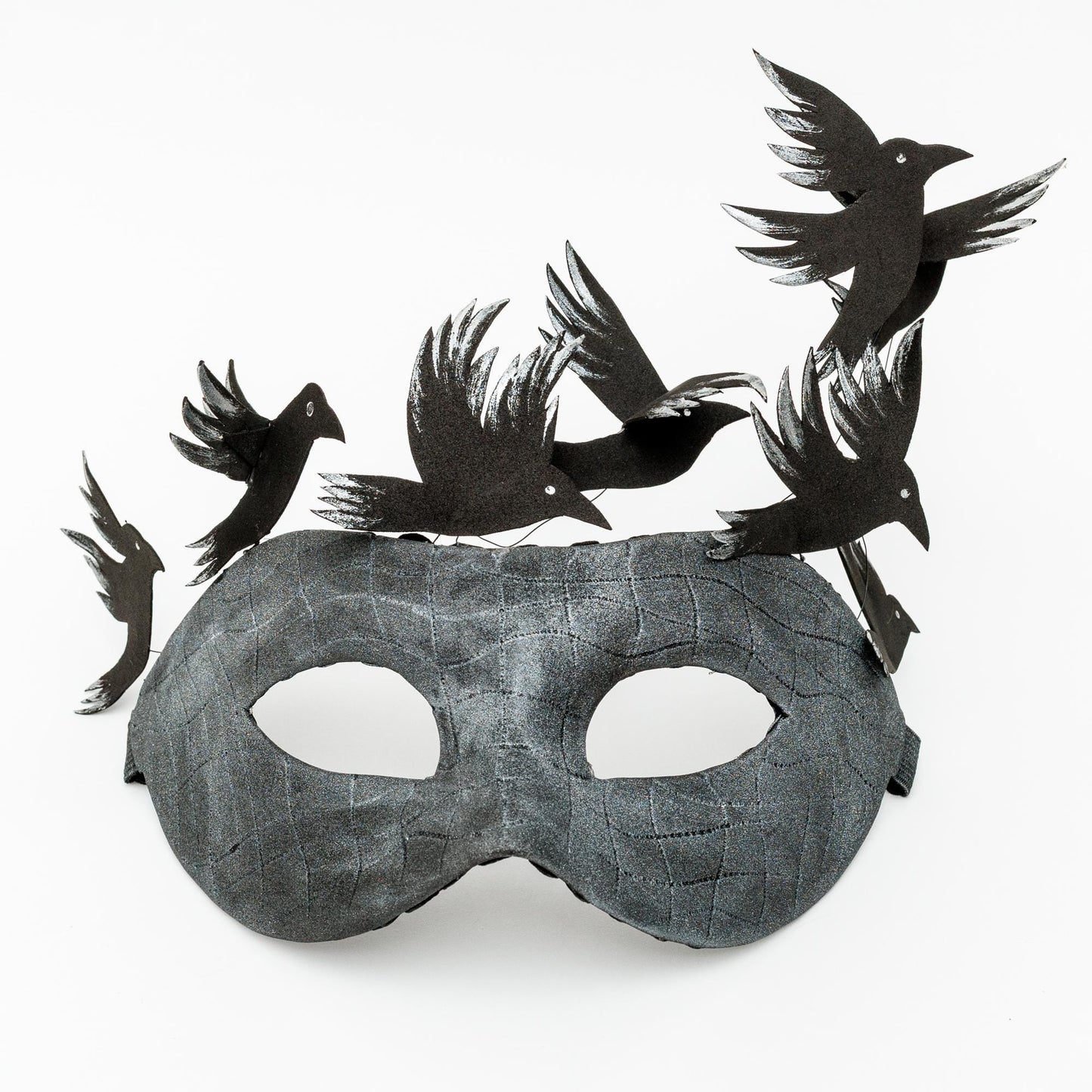 Raven Masquerade Mask: Gothic Witch Costume with Flying Birds