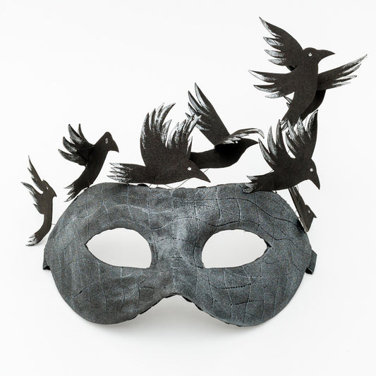 Raven Masquerade Mask: Gothic Witch Costume with Flying Birds