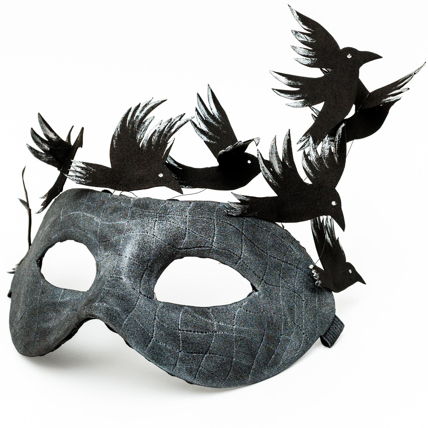 Raven Masquerade Mask: Gothic Witch Costume with Flying Birds
