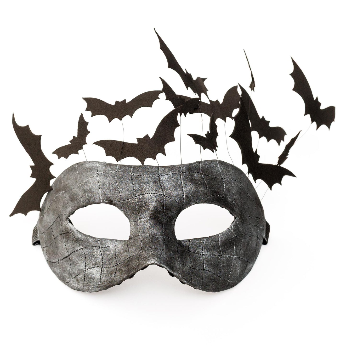 Bat Fantasy masquerade mask with flying bats. Black Party Mask for man and woman