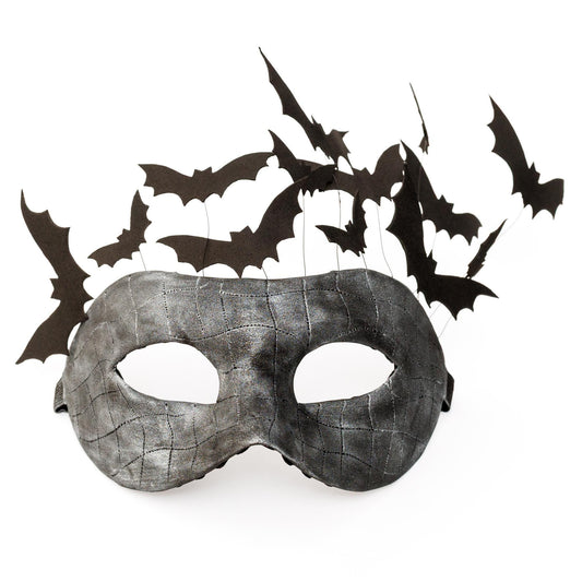 Bat Fantasy masquerade mask with flying bats. Black Party Mask for man and woman