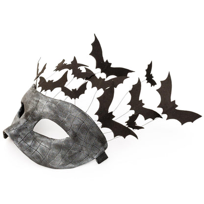 Bat Fantasy masquerade mask with flying bats. Black Party Mask for man and woman
